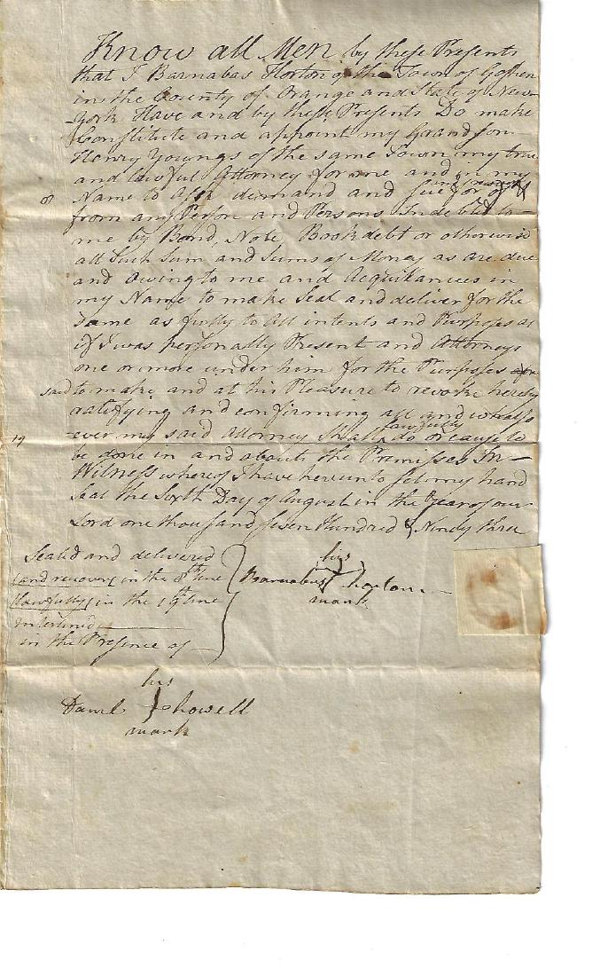 1793 Manuscript Legal Document New York (1 of 2)