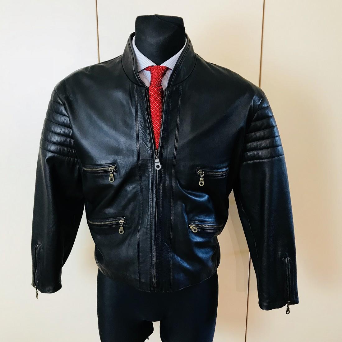 Black leather jacket size cheap 22