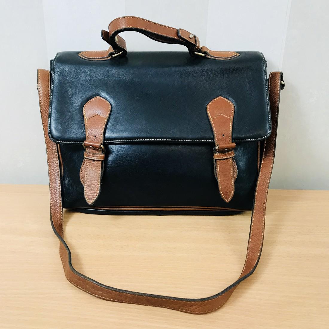 Vintage Black Leather Briefcase / Shoulder Bag (1 of 9)