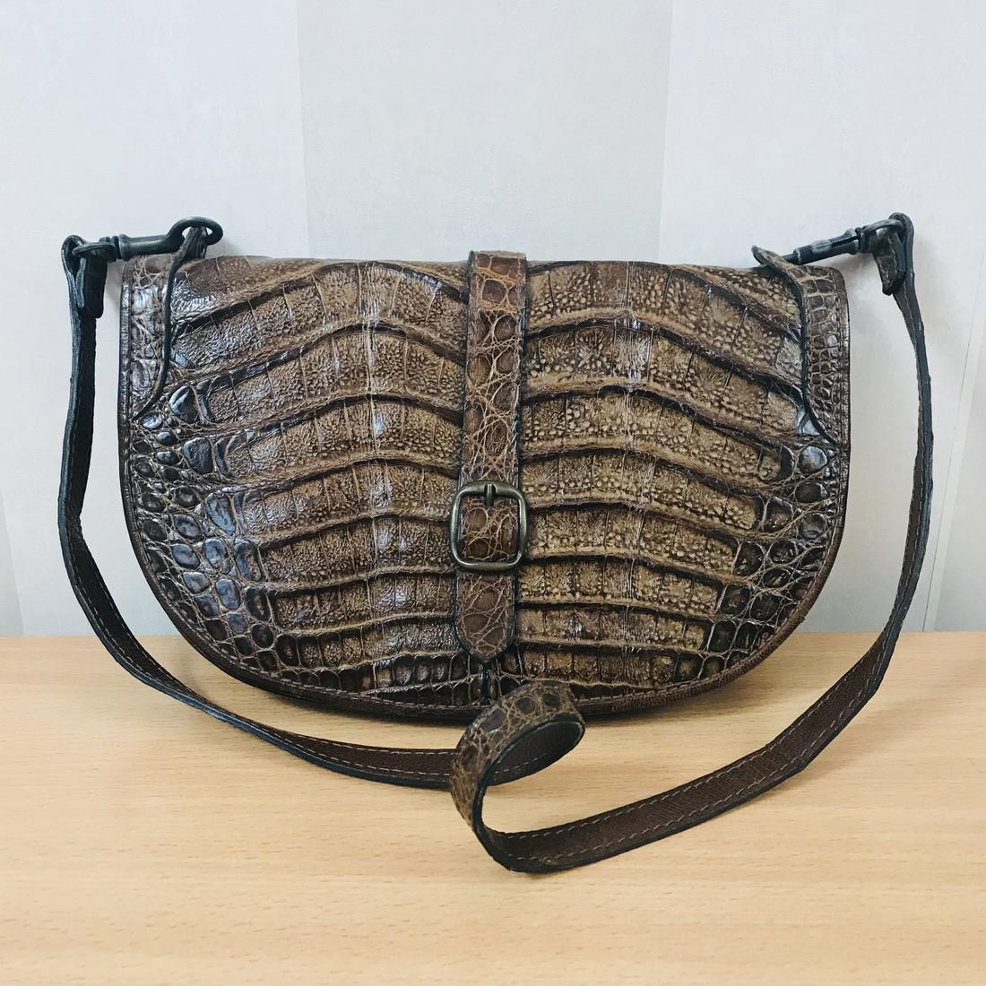 Vintage Brown Crocodile Leather Shoulder Bag (1 of 6)