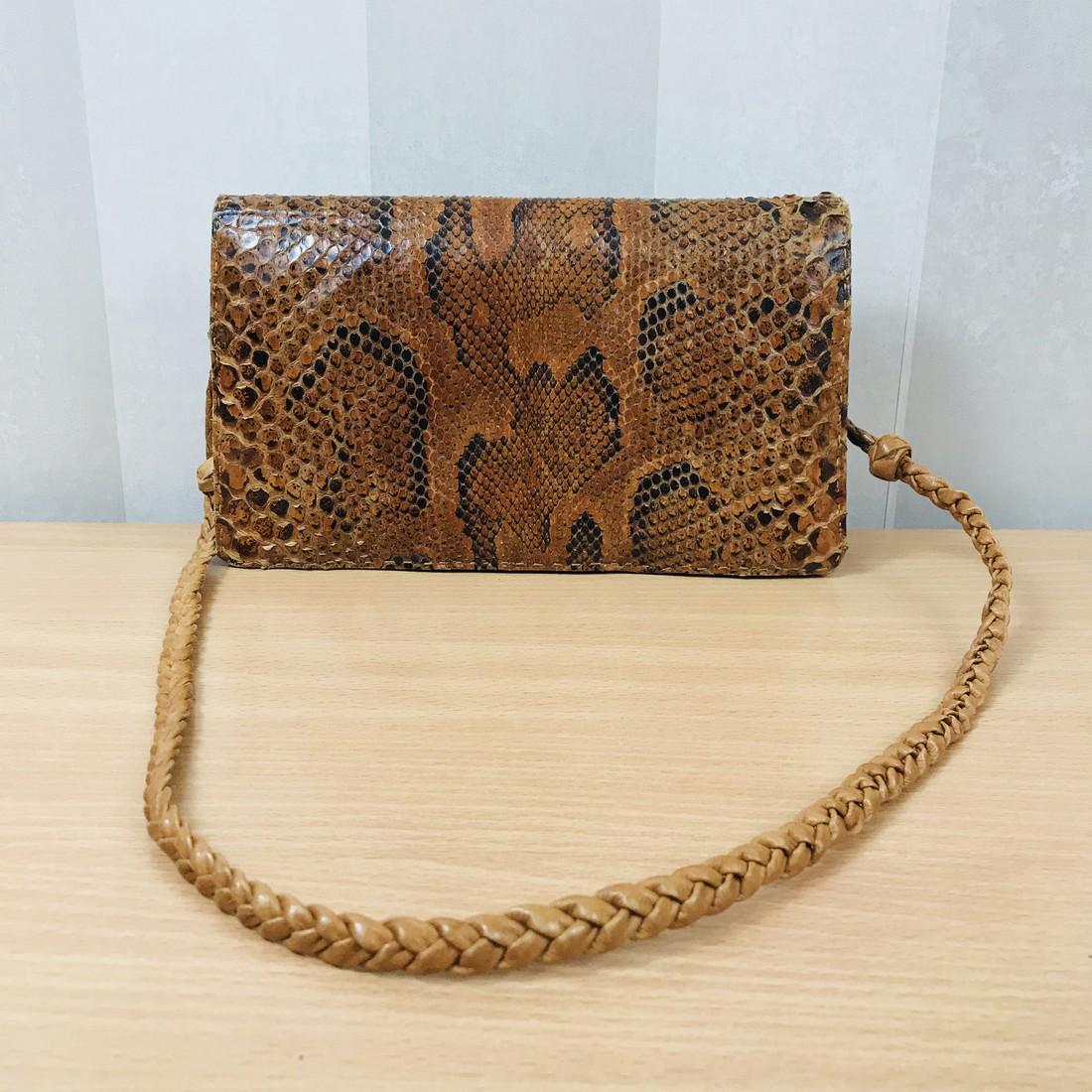 Vintage Brown Snakeskin Leather Shoulder Bag (1 of 6)