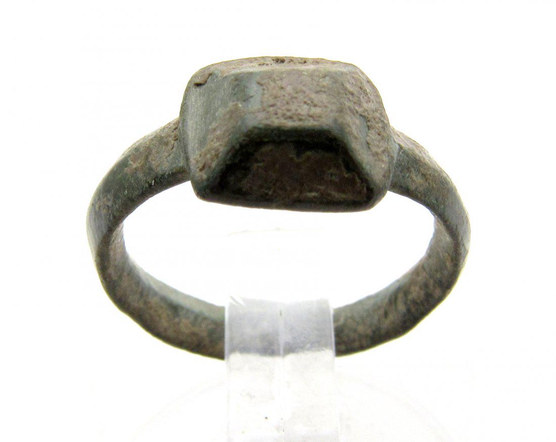 Ancient Roman Bronze Ring with Pyramid Bezel (1 of 3)
