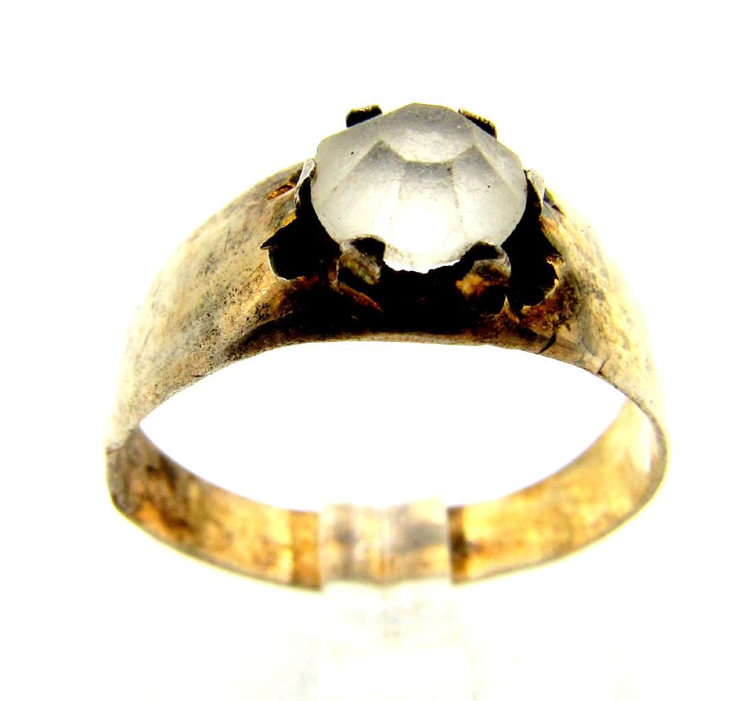 Post Medieval Silver Ring with Stone & Makers Marks (1 of 4)