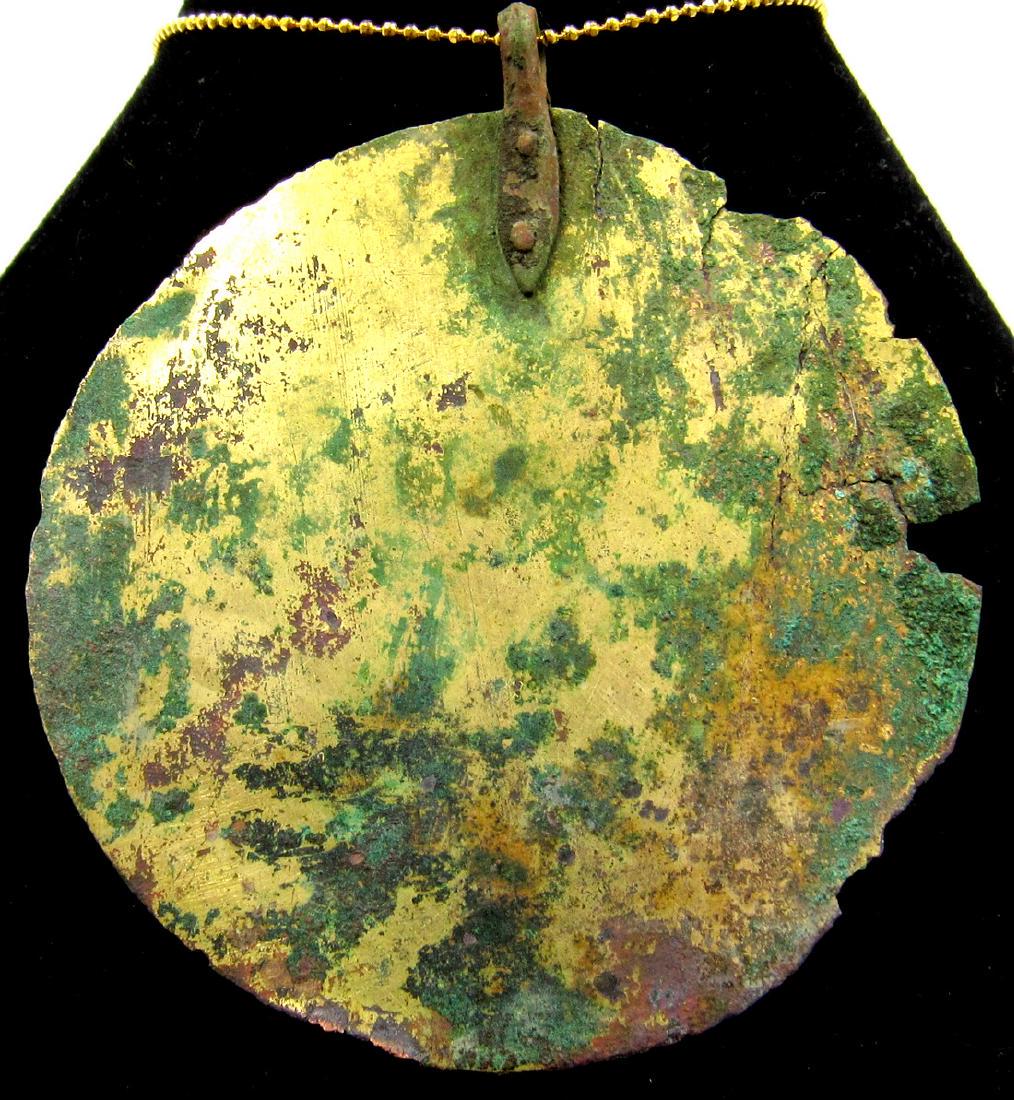 Ancient Celtic Druid Gold Gilded Bronze Sun Amulet (1 of 2)