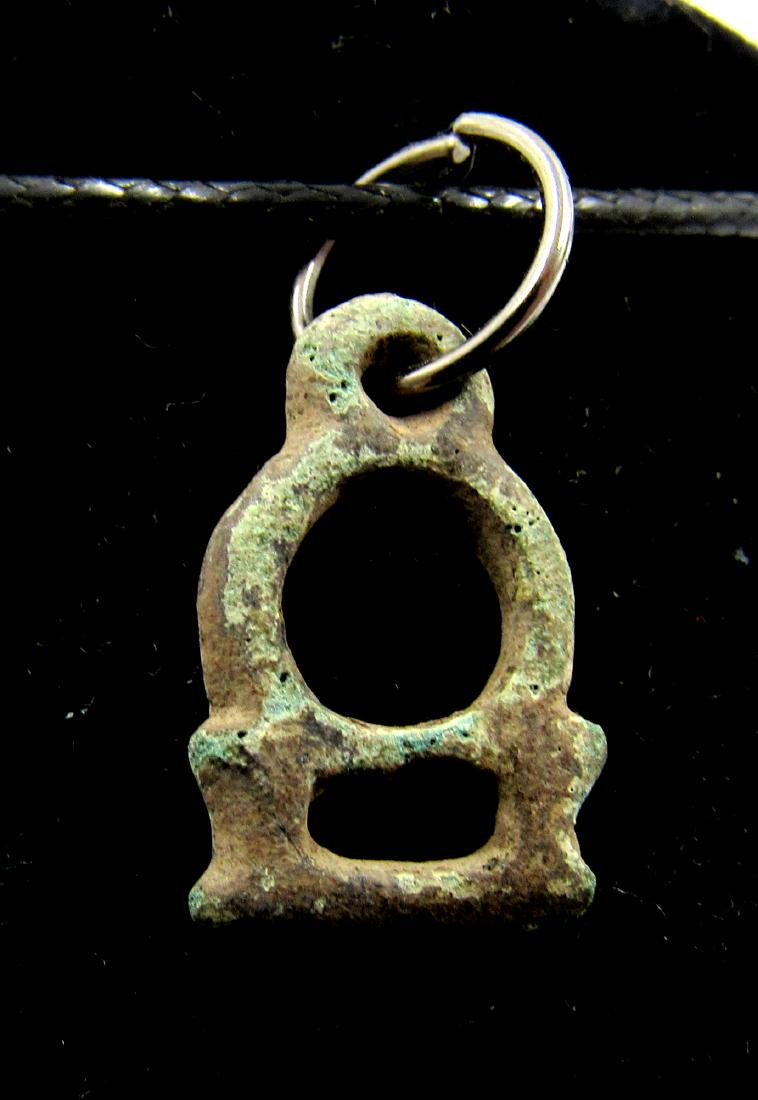 Ancient Roman Bronze Temple Shaped Pendant (1 of 2)