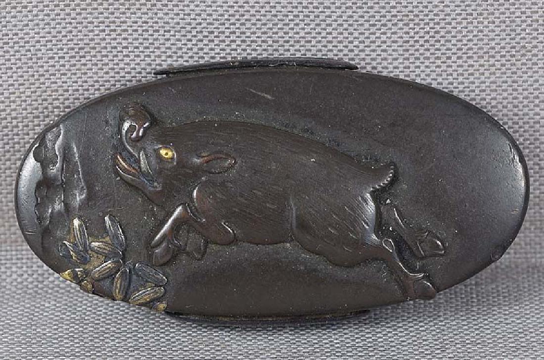 19c Japanese sword KASHIRA running wild BOAR (1 of 4)