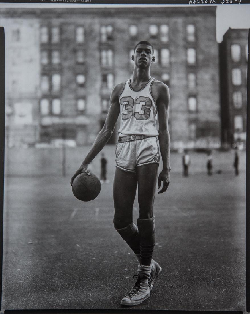 Richard Avedon - Lew Alcindor, 61st & Amsterdam Ave: Artist: Avedon, Richard Title: Lew Alcindor, 61st and Amsterdam Avenue, New York, 1963 Medium: Duotone Photo Litho, 2002, Hong Kong Dimensions: 7.5x9.5" Heat Wax Mounted on 12x16" Conservation Board R