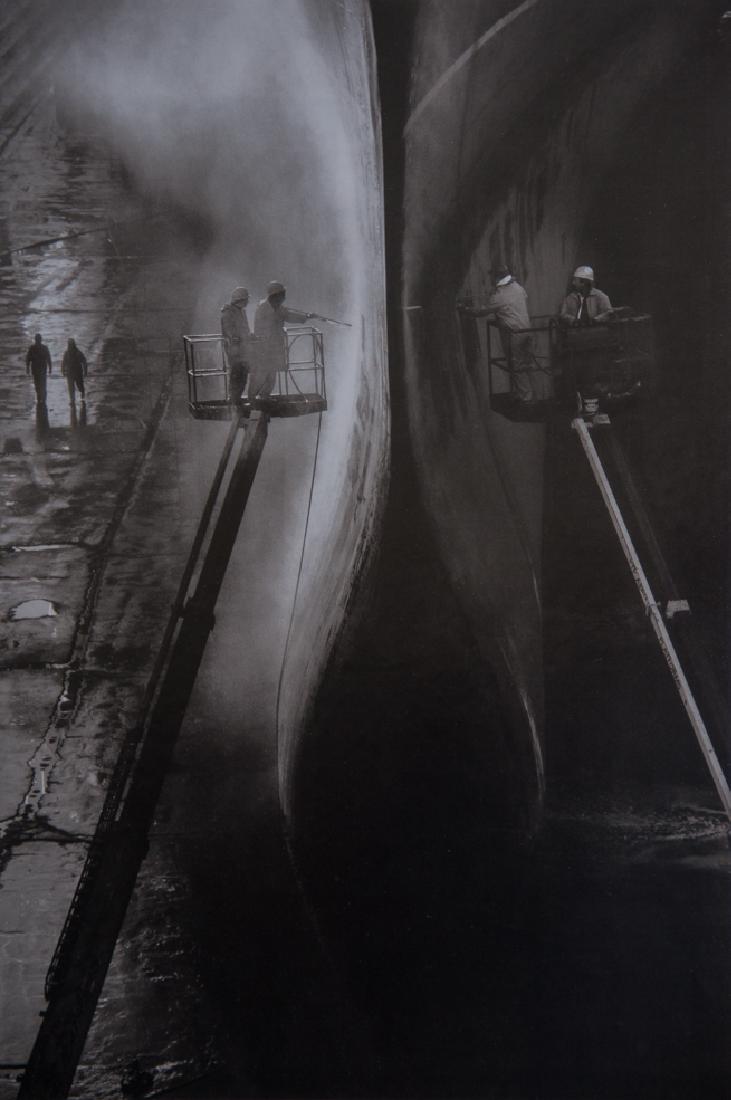 BRUCE DAVIDSON - The Queen Elizabeth II in dry dock: Artist: Davidson, Bruce Title: The Queen Elizabeth II in dry dock, England, 1996 Medium: Duotone Photo Litho, 2002, Hong Kong Dimensions: 7.15x10.65" Heat Wax Mounted on 12x16" Conservation Board Bruc
