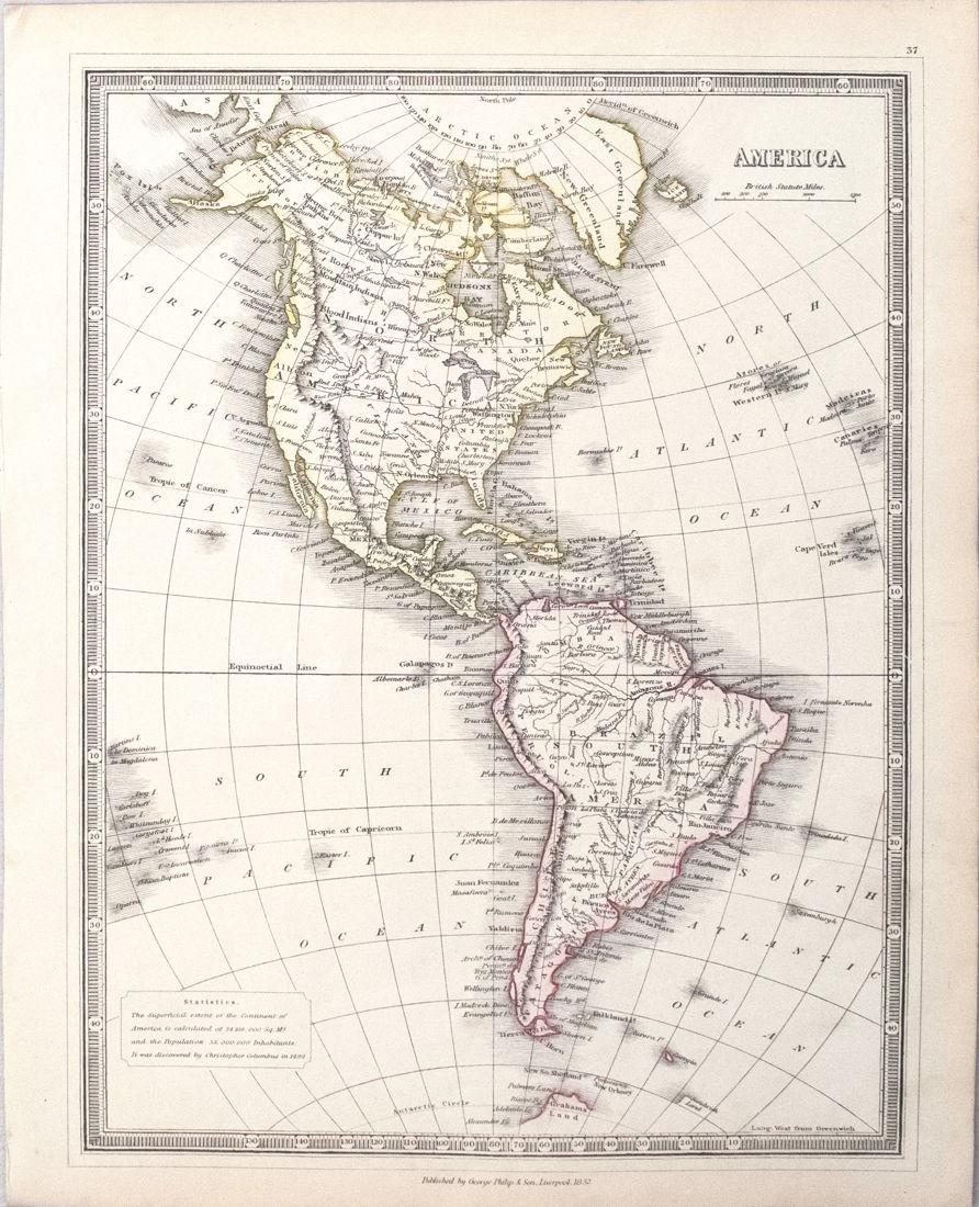 1852 Philip Map of North and South America -- America (1 of 1)