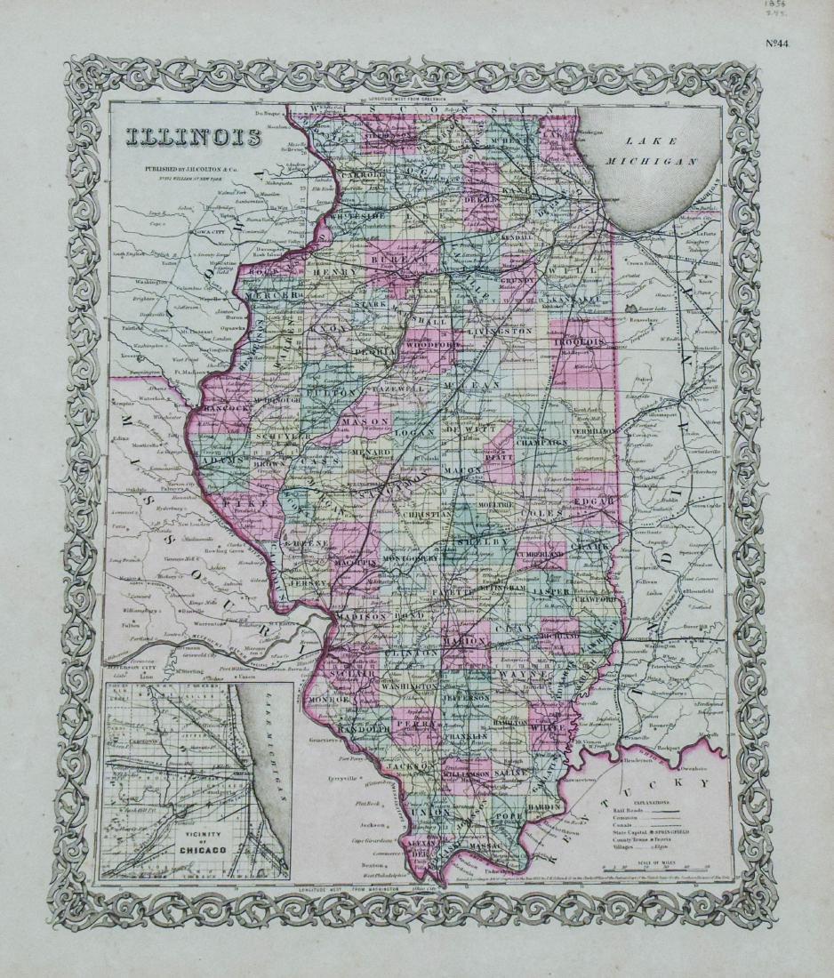 1856 Colton's Map of Illinois -- Illinois (1 of 1)