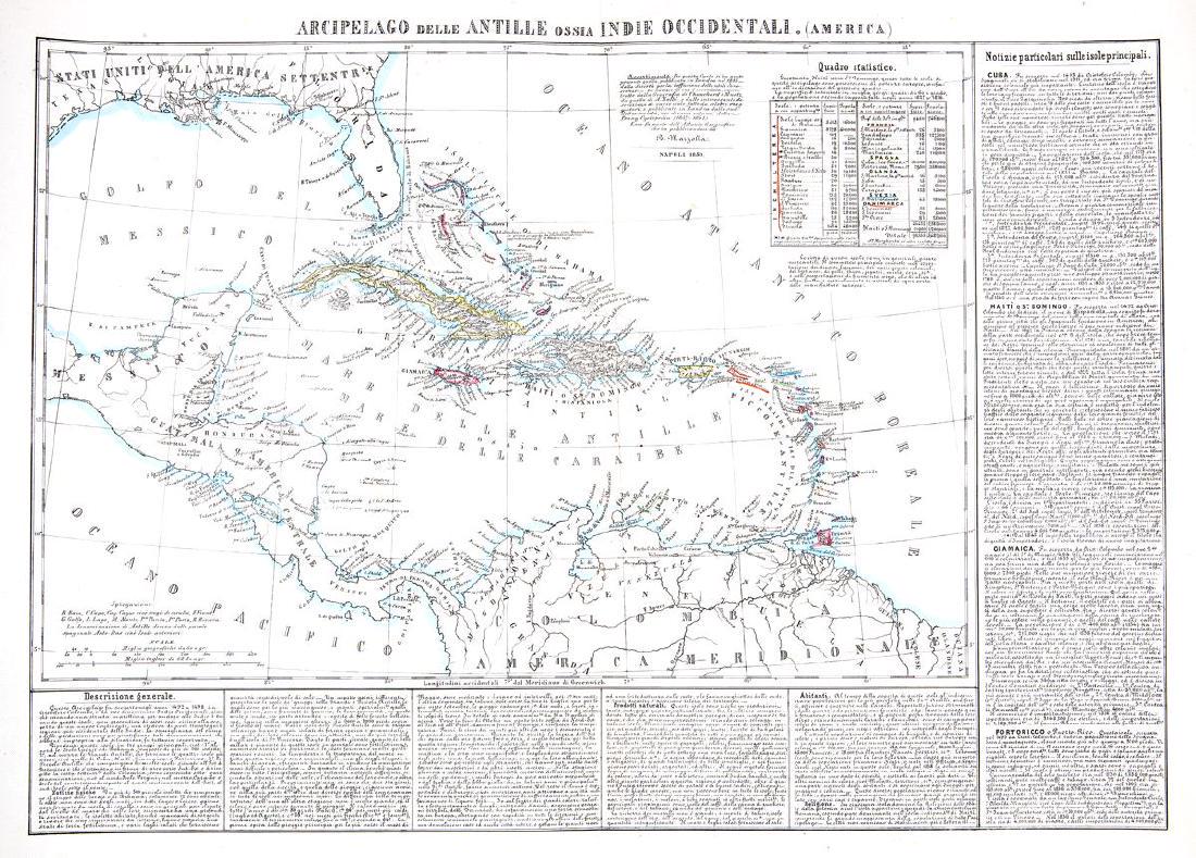 Marzolla: Scarce Italian West Indies Map (1 of 1)