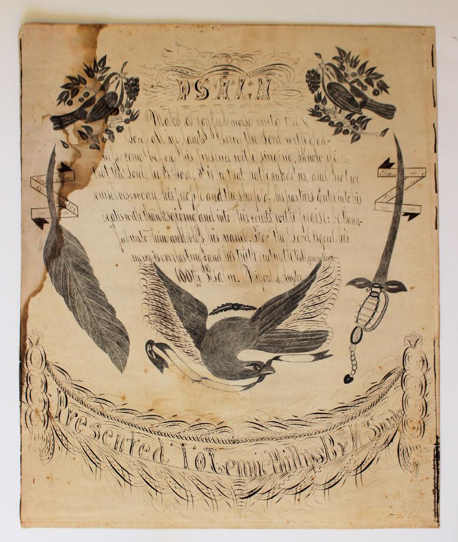 19th Century Pen and Ink Drawing with Birds (1 of 3)