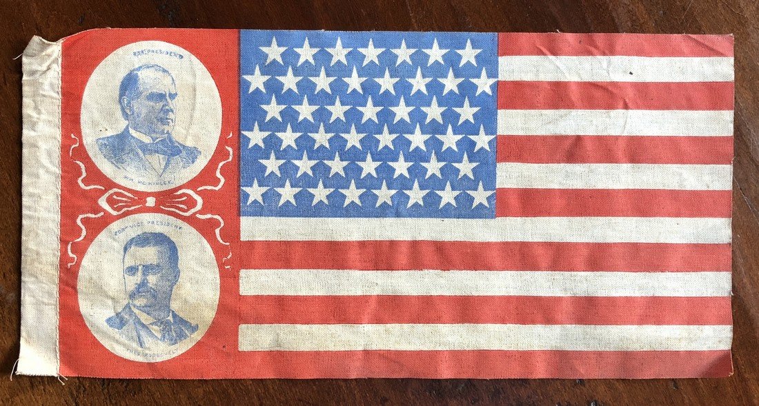 Mckinley and Roosevelt 1900 Portrait Campaign Flag (1 of 1)