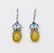 Sterling Silver Yellow Jade Drop Earrings with Blue