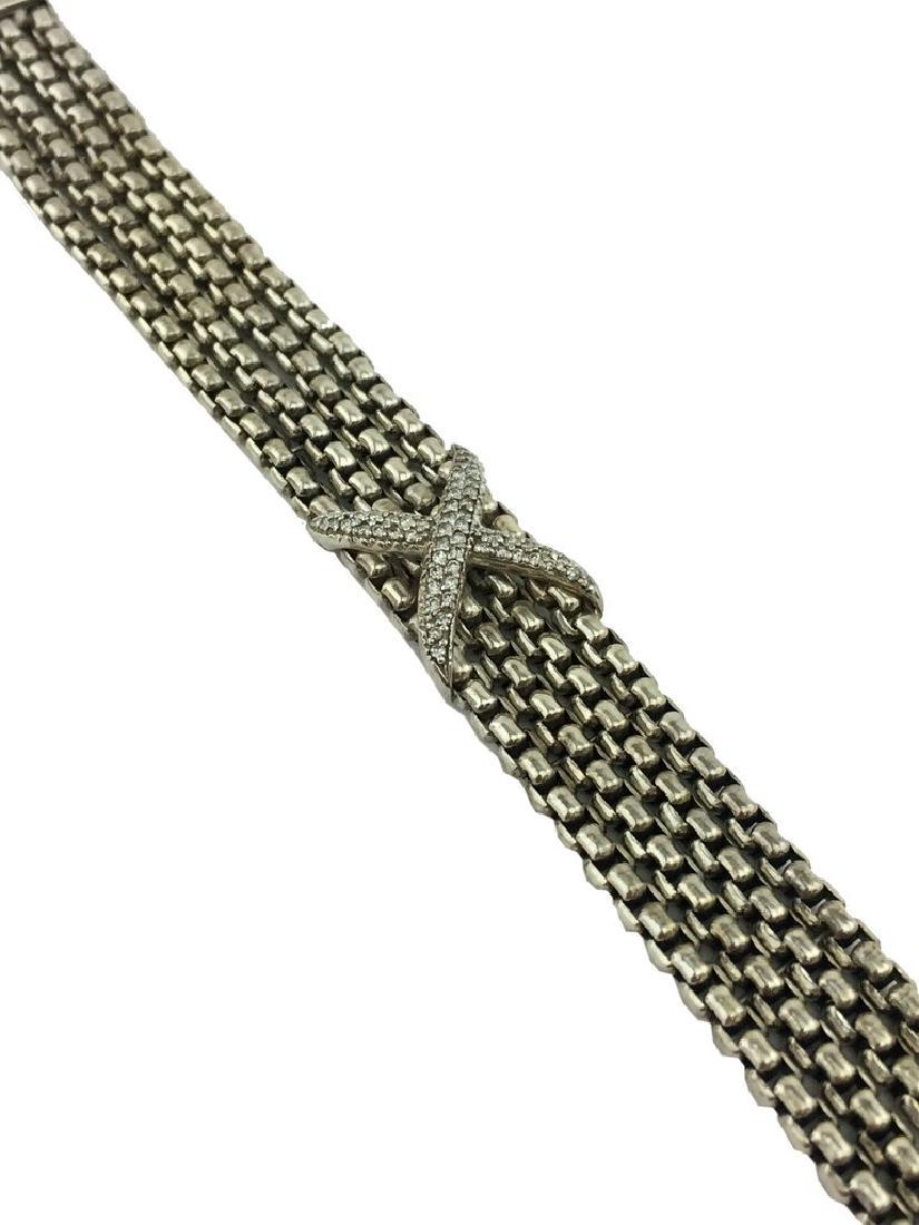 David Yurman Sterling Silver 4 Row Box Chain Pave (1 of 4)
