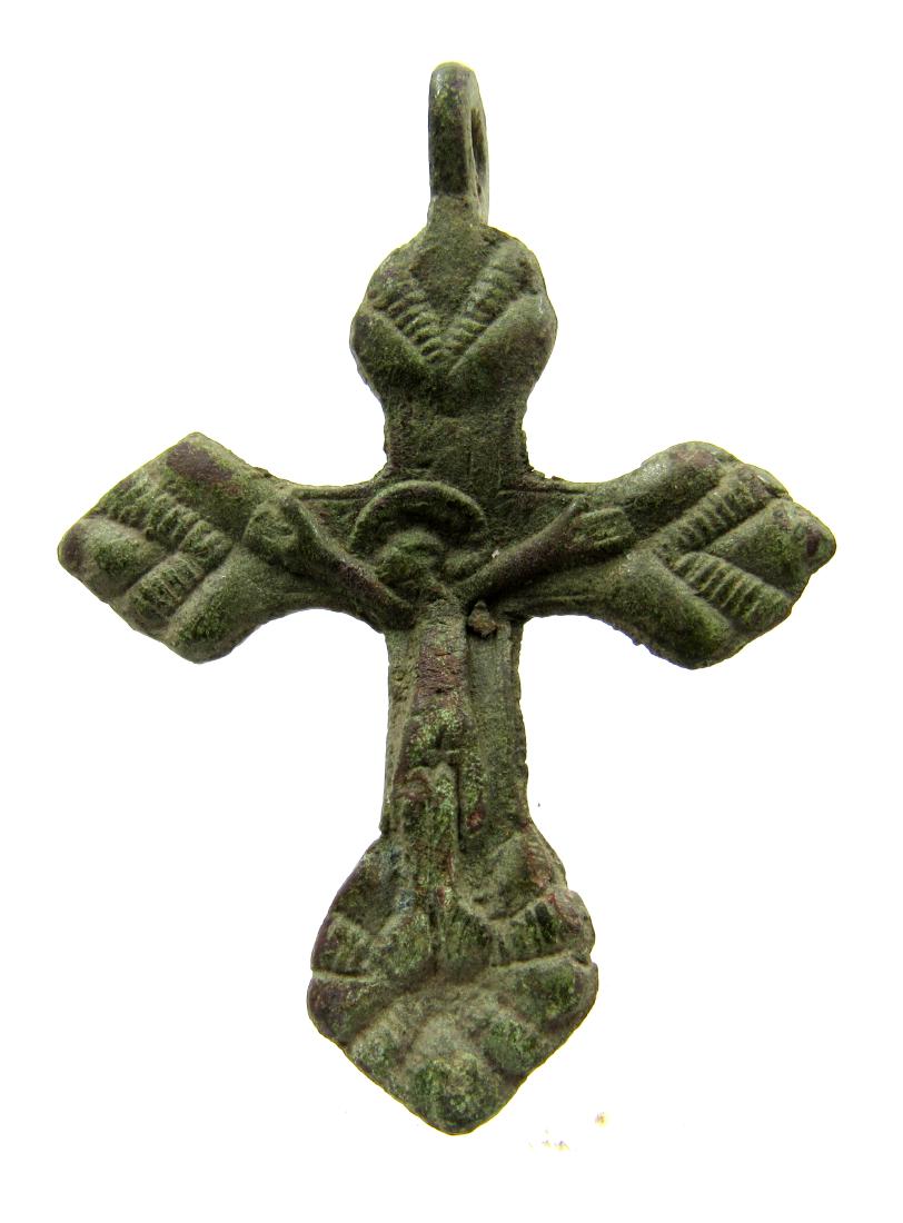Medieval Crusaders Era Bronze Cross Pendant with Jesus (1 of 3)