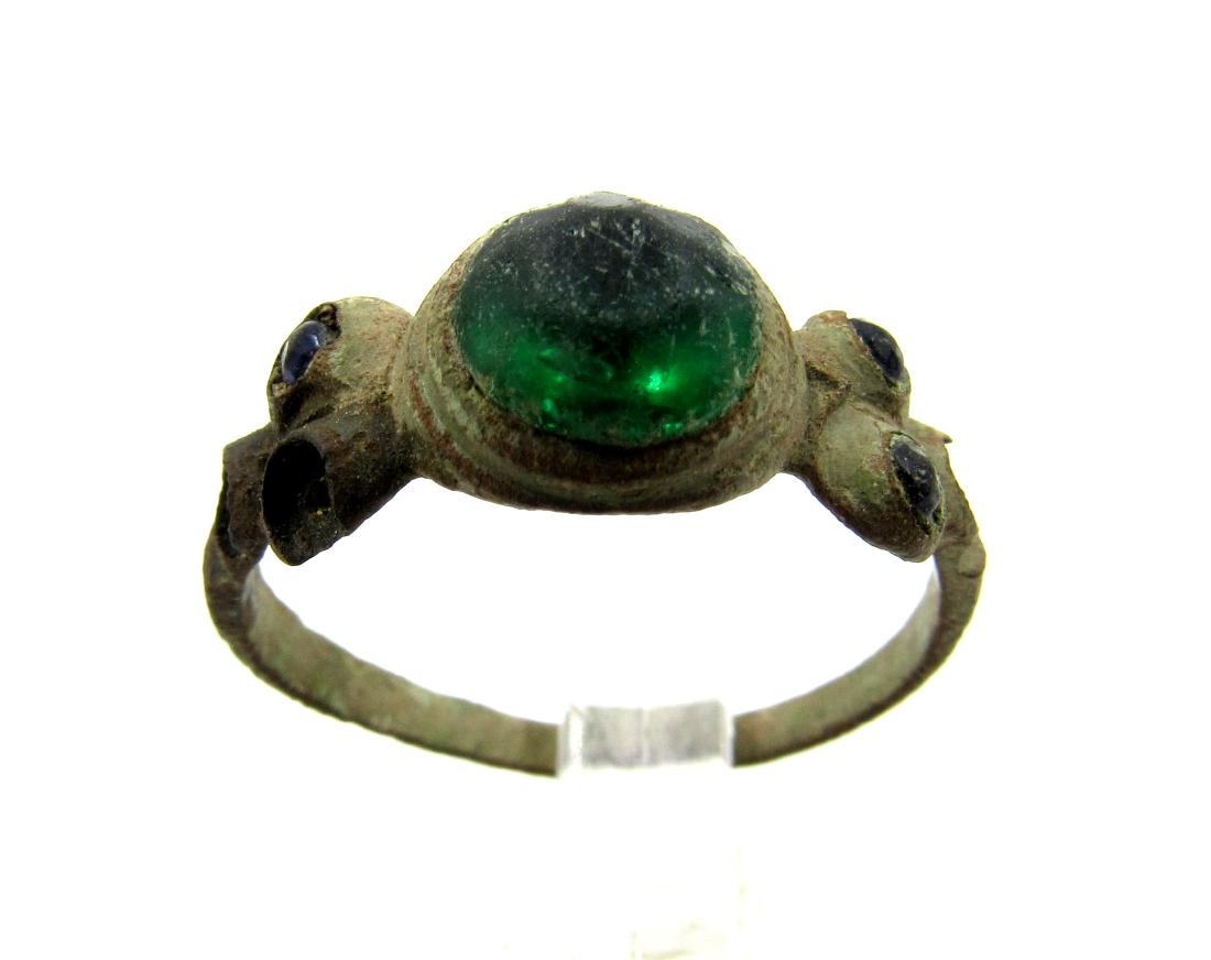 Late Medieval Bronze Ring with Stones (1 of 3)