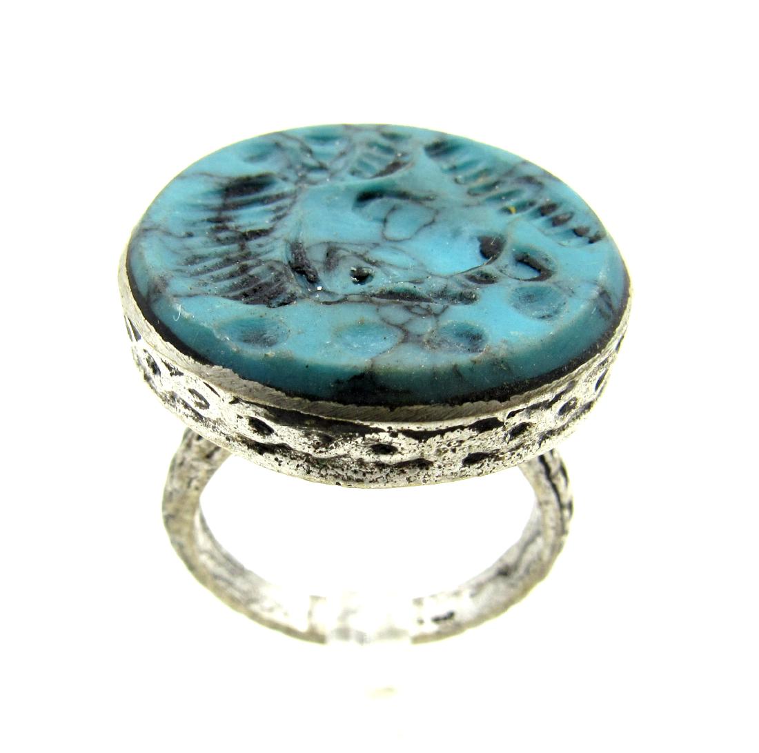 Post Medieval Silver Ring with Bust Intaglio Stone (1 of 4)