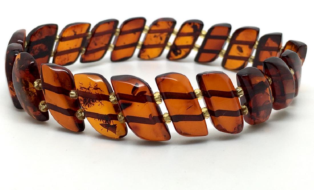 Braceleet hand carved Baltic amber slices cognac colour (1 of 9)