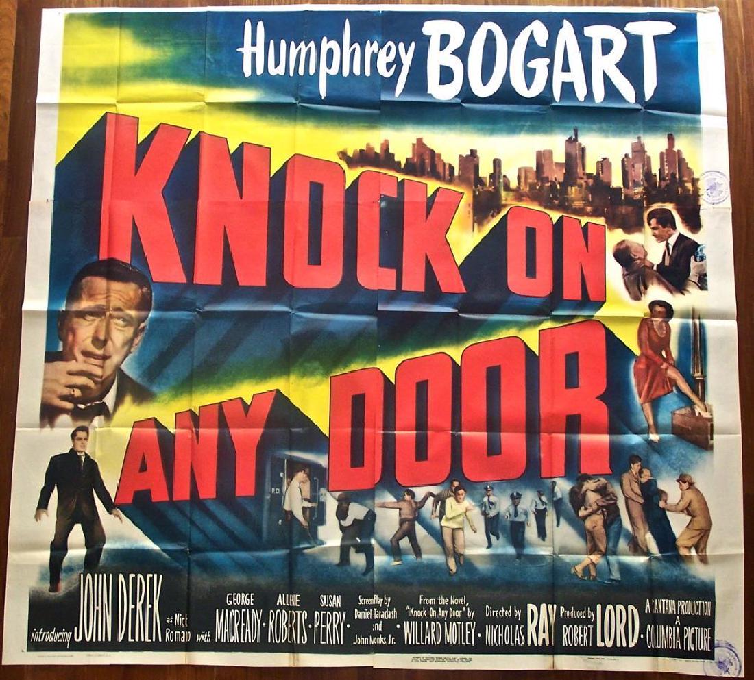 KNOCK ON ANY DOOR '49 6 SH BOGART ~ NICHOLAS RAY: KNOCK ON ANY DOOR (Columbia, 1949) Size: Original issued 1949 folded Six-Sheet (75" x 81"). Condition: Overall displays in Fair to Good Condition. Original folded as issued Six Sheet for the Nicholas 