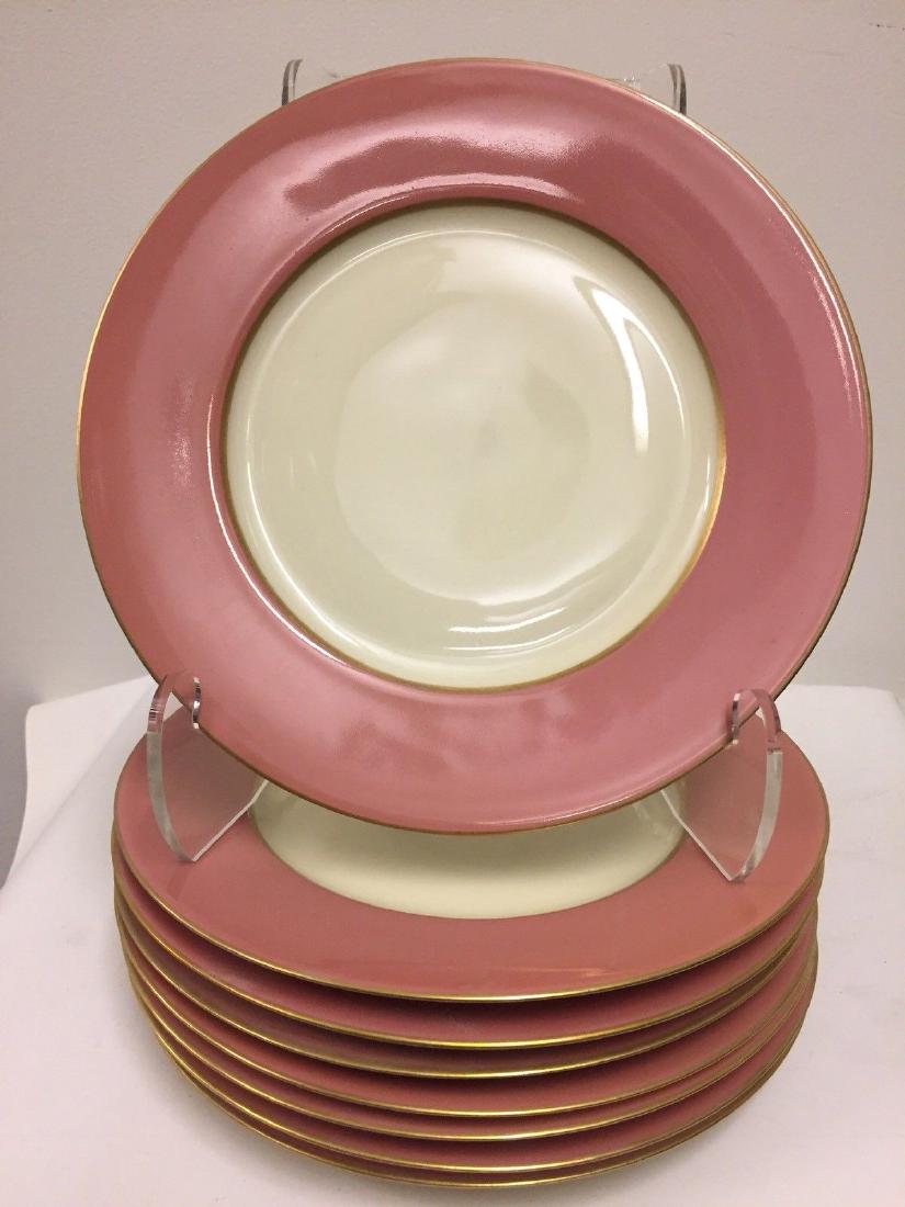 Set of 8 Antique Pink Gilt Lunch Plates, Bavarian, 1900 (1 of 6)