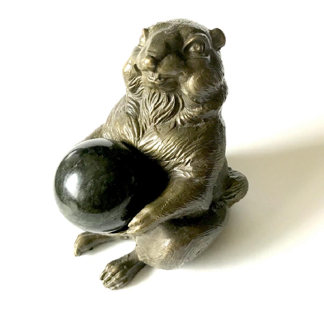 Vintage statue bronze Chipmunk Serpentine shpere ø40mm (1 of 10)