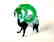 figurine of wether with emerald horns hand blown glass