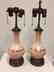 Pair of French Opaline Salmon Ground Vase Lamps, 1900 - 2