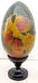 RUSSIAN HAND PAINTED WOODEN EGG on STAND - FIREBIRD