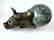 Vintage statue bronze Rhino Serpentine shpere ø80mm - 3