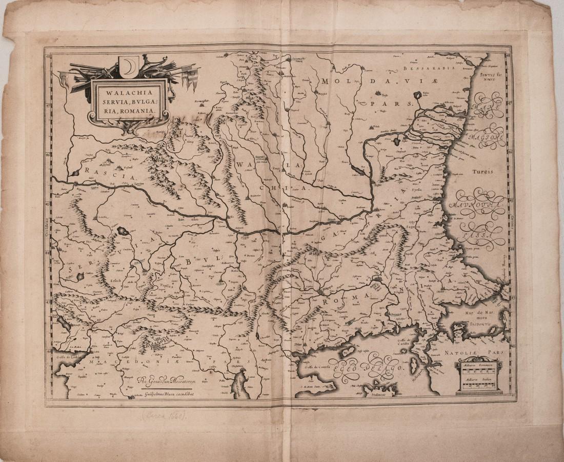 1644 Blaeu Map of Eastern Balkans -- Walachia, Servia, (1 of 1)