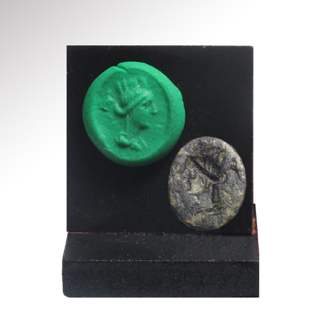 Greek Bronze Intaglio Ring Stone, the Goddess Tyche (1 of 5)