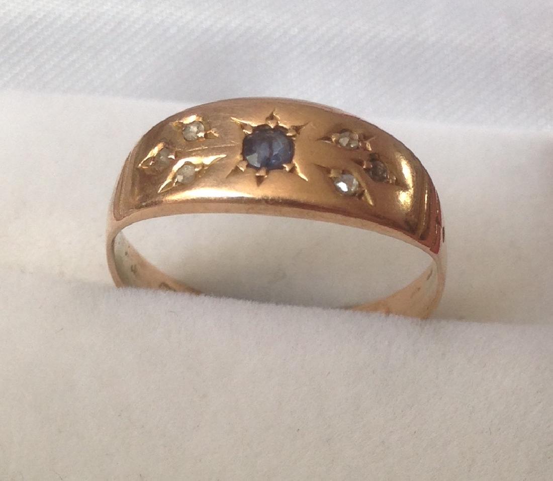 Victorian 15ct Rose Gold Sapphire & Diamond Ring (1 of 5)