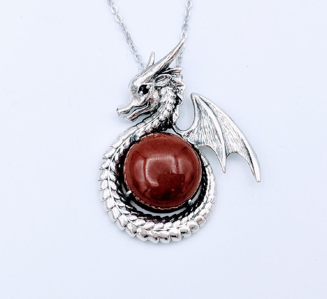 Sterling Silver Jasper Almandine Garnet Dragon Necklace (1 of 3)