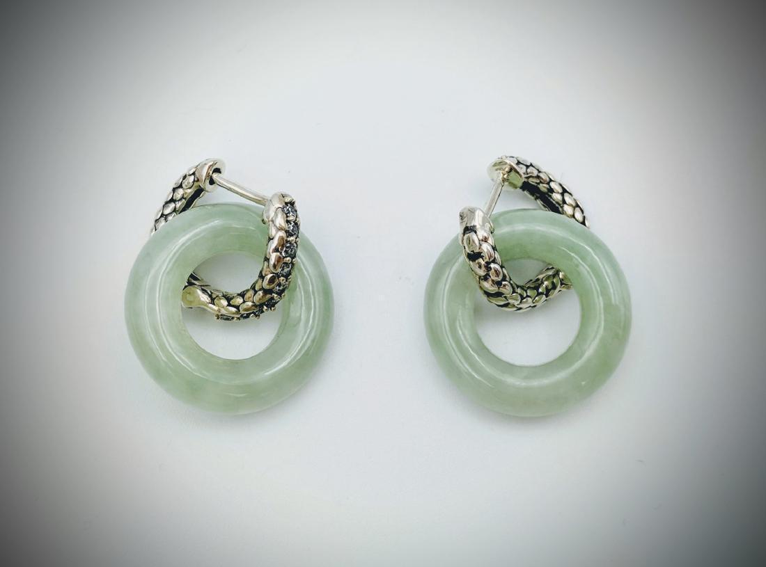 Sterling Silver Jade Dragon Scales Hoop Earrings (1 of 3)