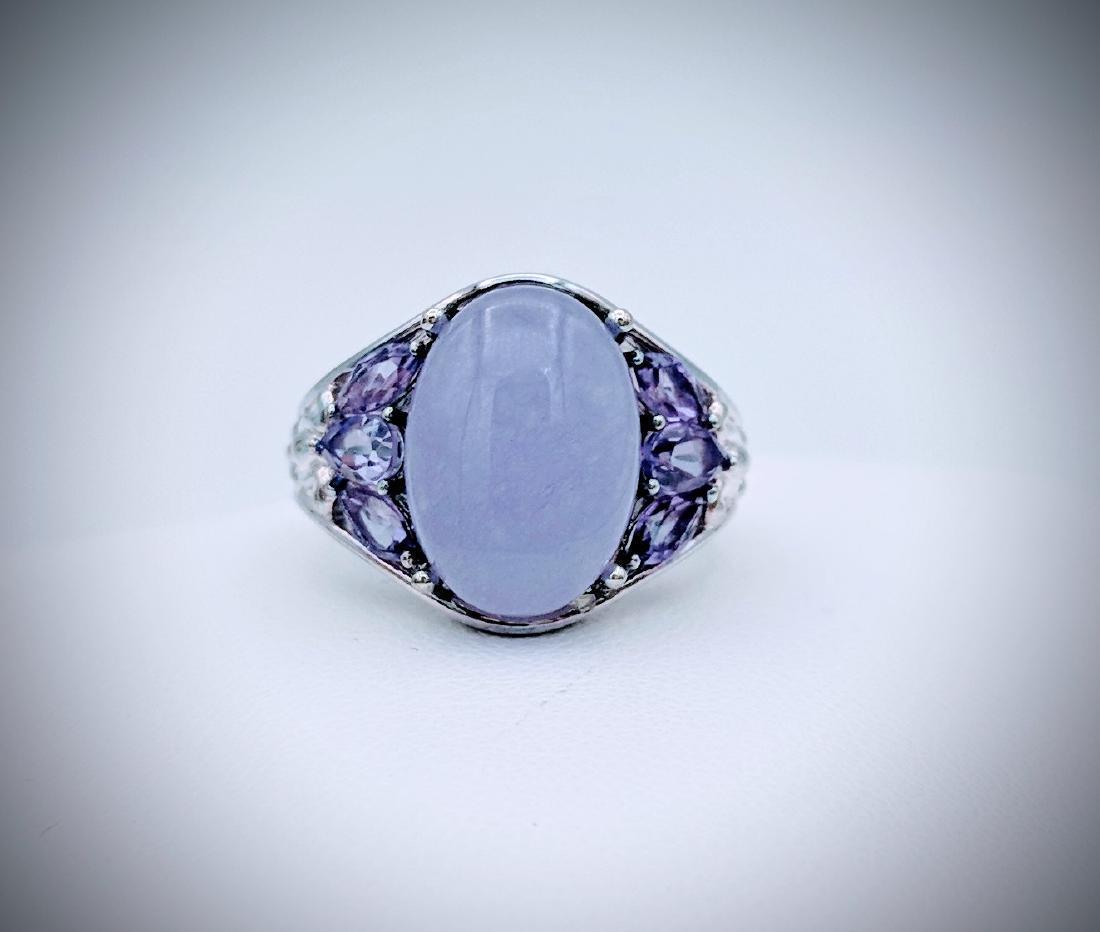 Sterling Silver Violet Jade and Amethyst Ring (1 of 1)