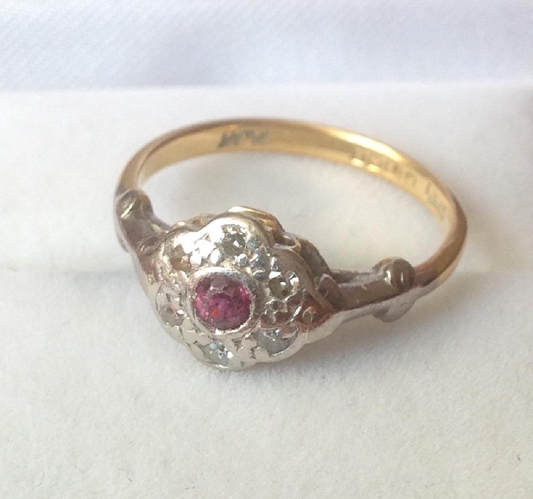 Early Victorian 18ct and Platinum Ruby and Diamond: Title: Early Victorian 18ct and Platinum Ruby and Diamond Daisy Ring Metal Purity (If Applicable): 750/1000 18ct & Platinum Gemstones: Ruby and Diamond Carat Weights: Ruby .18ct Old Cut Diamonds 0.08c