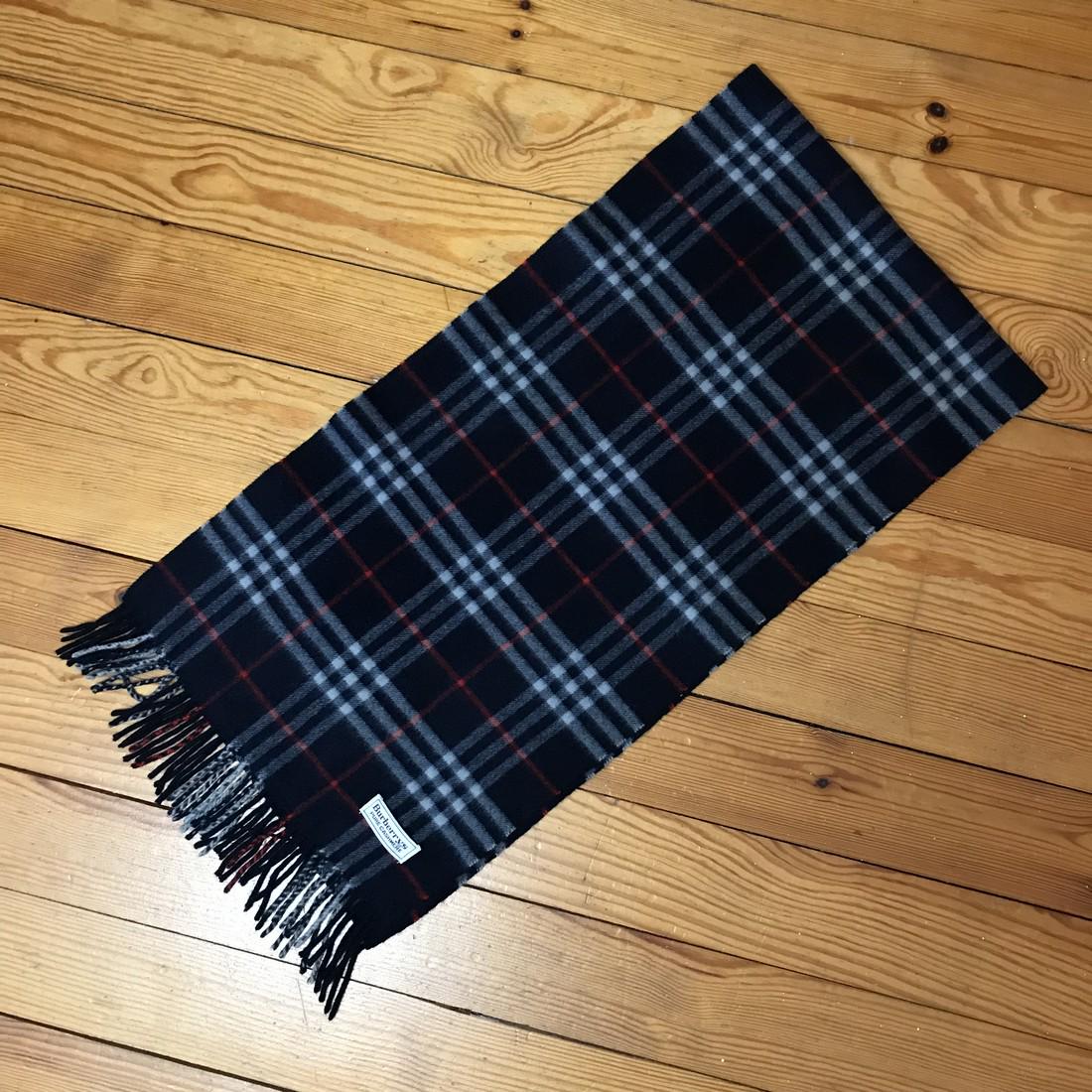 Burberry Pure Cashmere Dark Blue Nova Check Scarf (1 of 6)