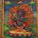 Vintage Tibetan Buddhism Zitan Wood Inlay Jade Tangka - 7