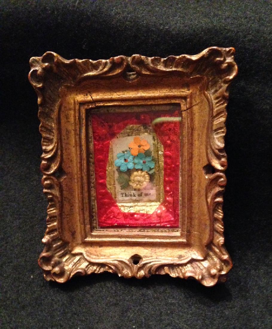 1860's folk art friendship token made from foil & paper: 1860's folk art friendship token made from foil and paper 1860's Total framed size is 4 1/2" x 5 1/4" Framed in a c 1900 frame. Please note that this lot has a confidential reserve. When you leave a b