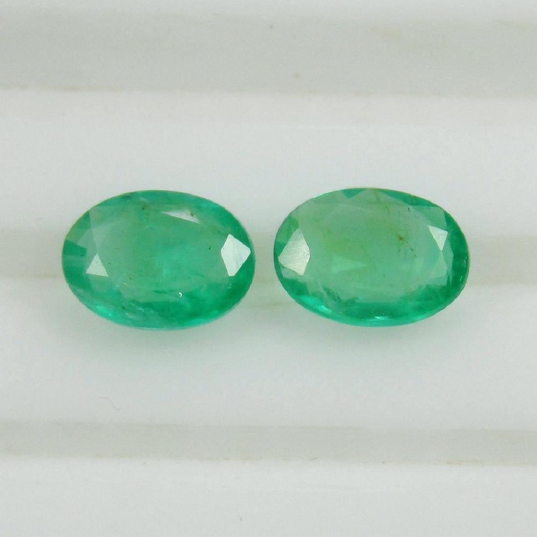 1.40 Ct Genuine Loose Zambian Emerald Oval Pair (1 of 2)