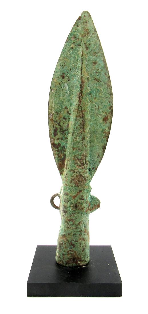 Ancient Chinese Warring State Bronze Spear with Face & (1 of 4)