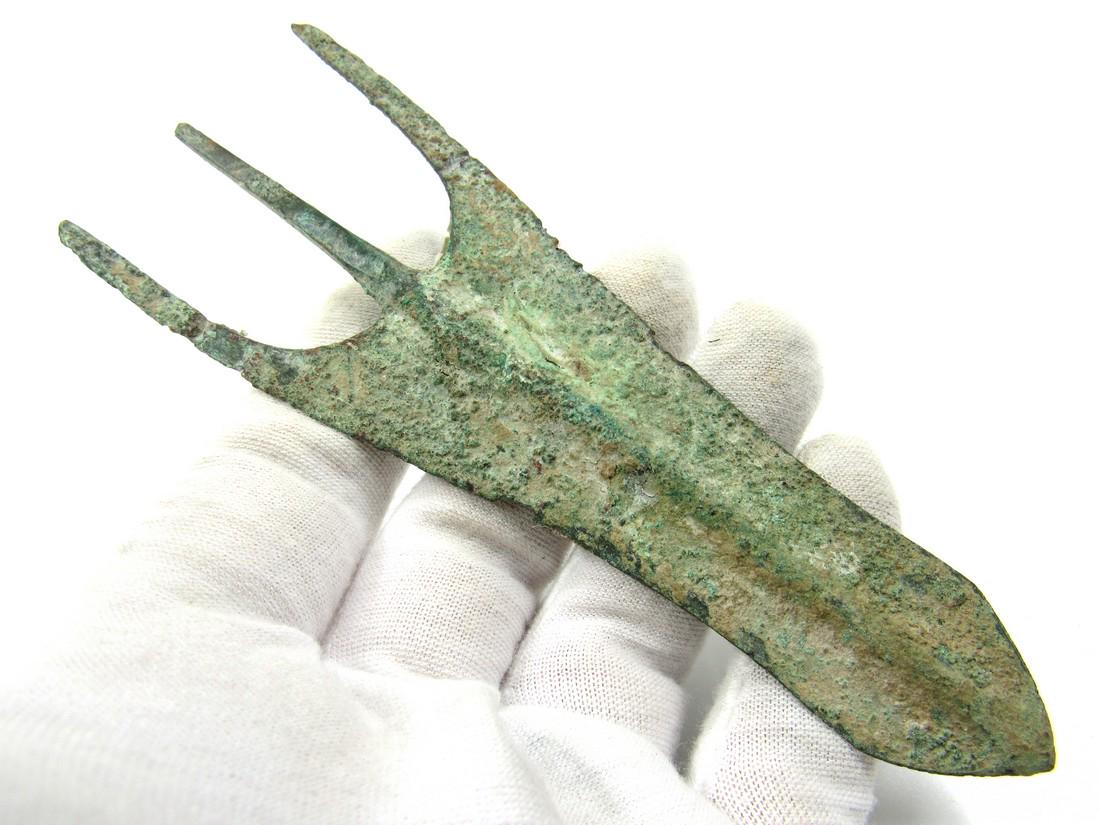 Ancient Greek Bronze Spear: Ancient Greek Bronze Spear Date: Circa 400 BC Ancient Greek Bronze Spear. This item has been professionally cleaned to show original details, and includes a lifetime authenticity certificate. Material