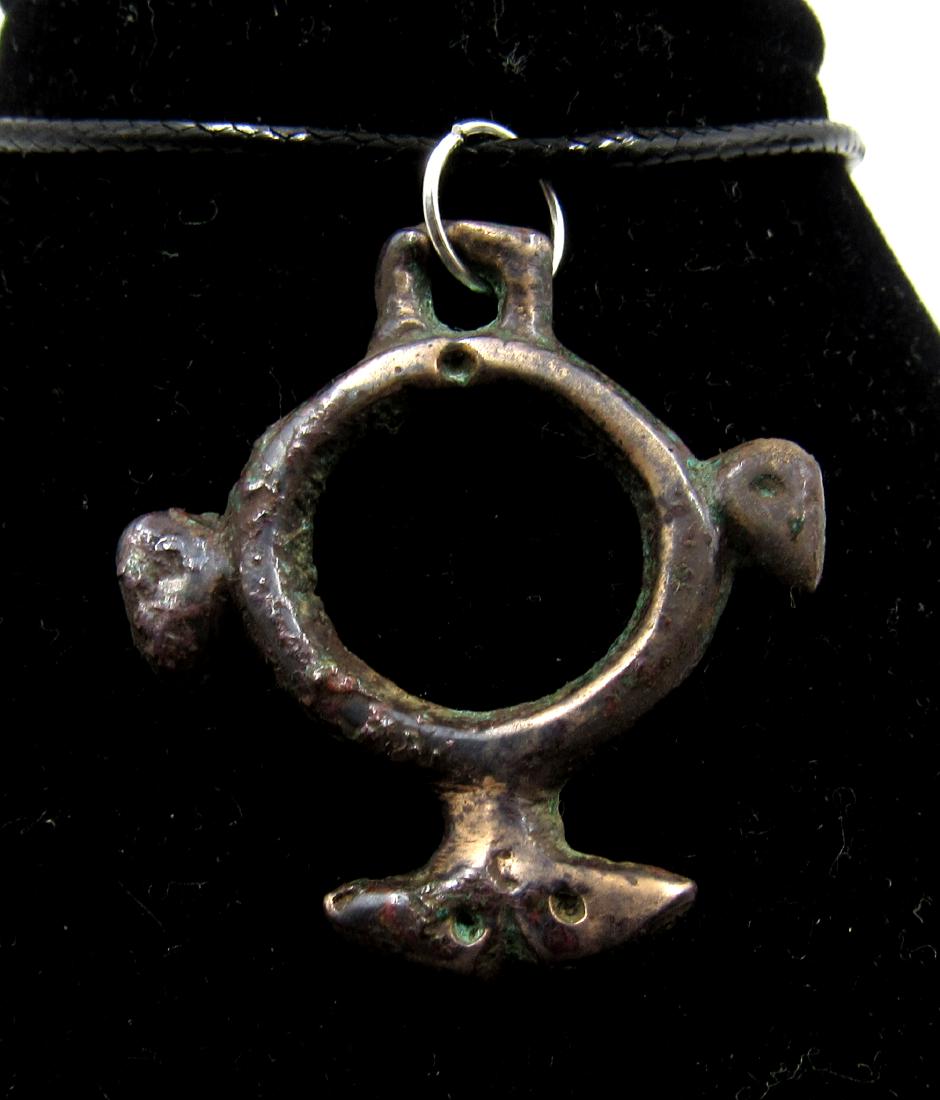Medieval Viking Era Bronze Open-Work Pendant with (1 of 2)