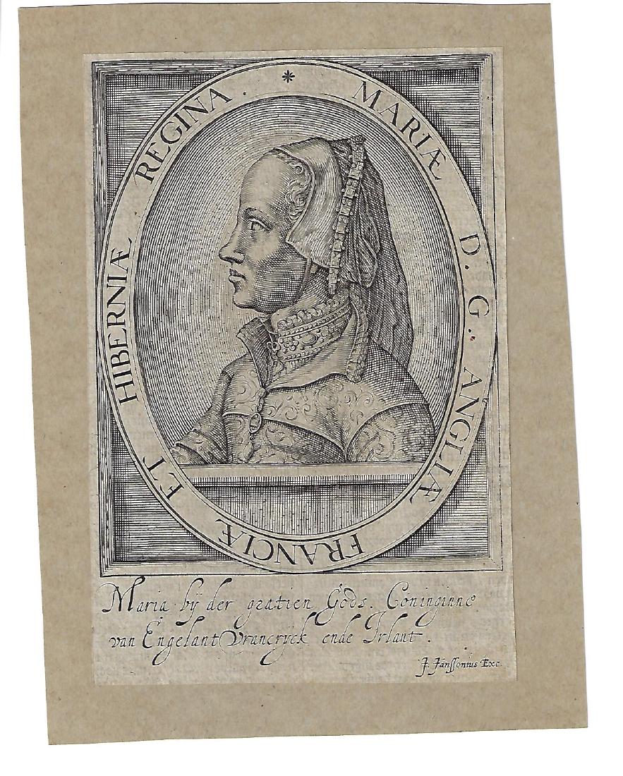 17th C Engraving of Queen Mary by Janssonius (1 of 1)