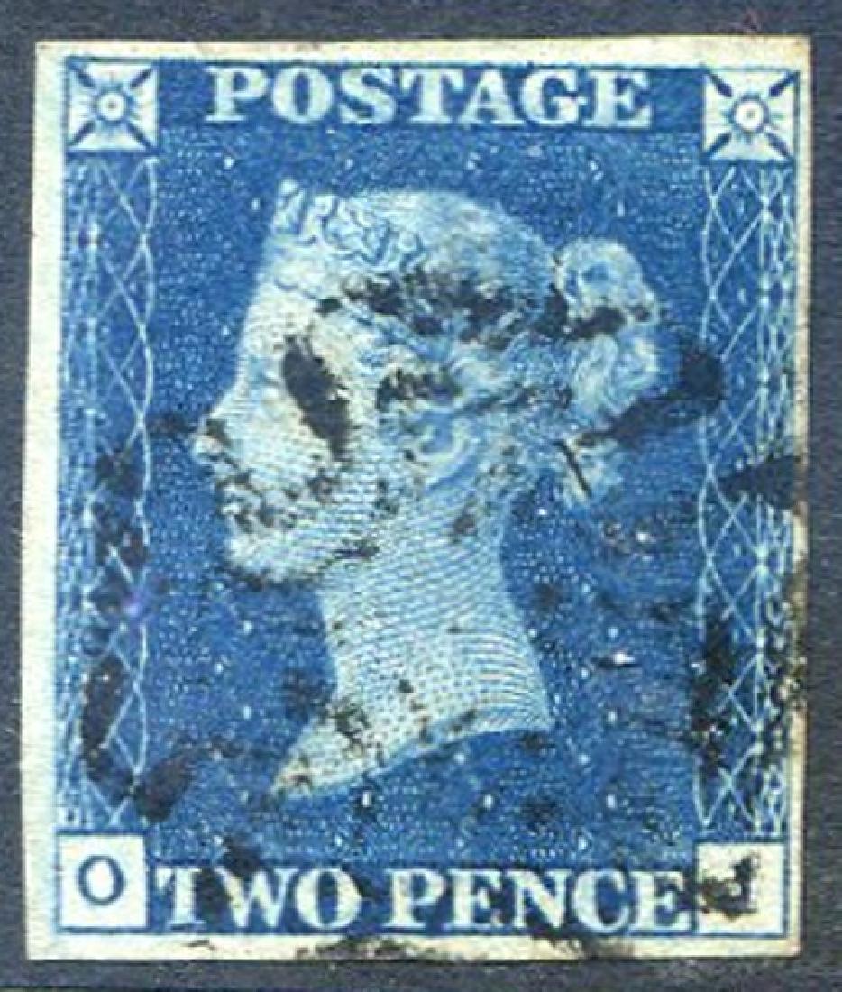 Stamp 1840 2d Blue (OJ) Plate 2: Stamp 1840 2d Blue (OJ) Plate 2 4 Margin Fine Used Black MX CAncea Please note that this lot has a confidential reserve. When you leave a bid in advance of the auction, submit your maximum. The bidder