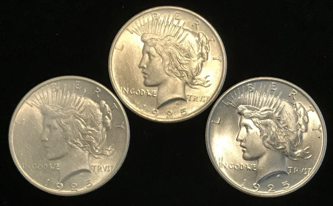 3 Silver Peace Dollars (1 of 2)