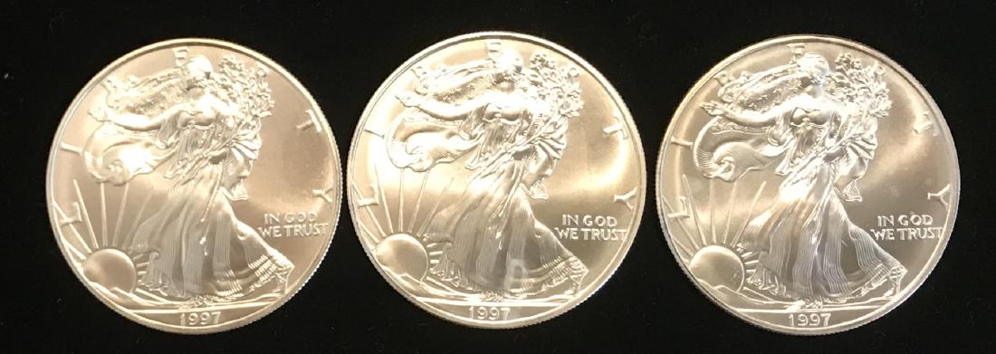3 American Silver Eagle Dollars (1 of 2)