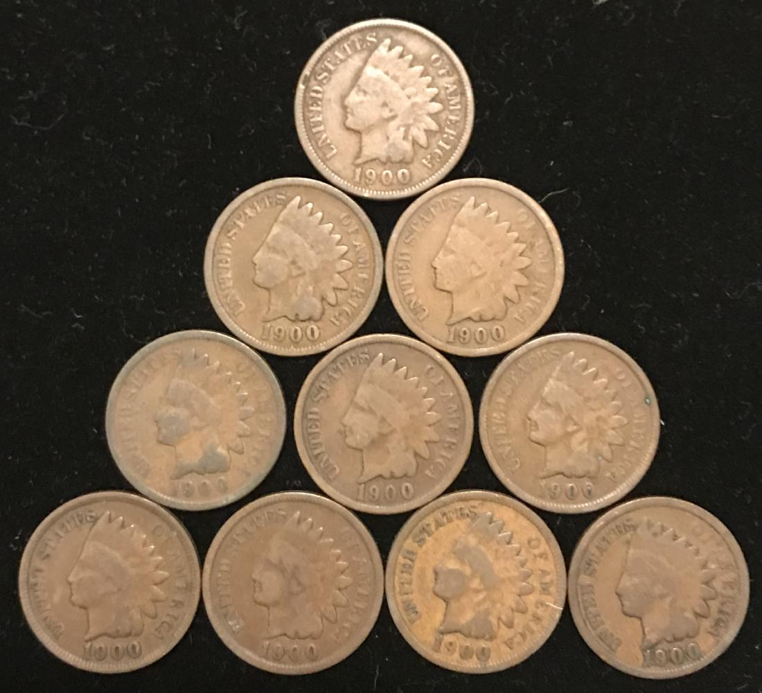 Collection of 10 Indian Head Cents (1 of 2)