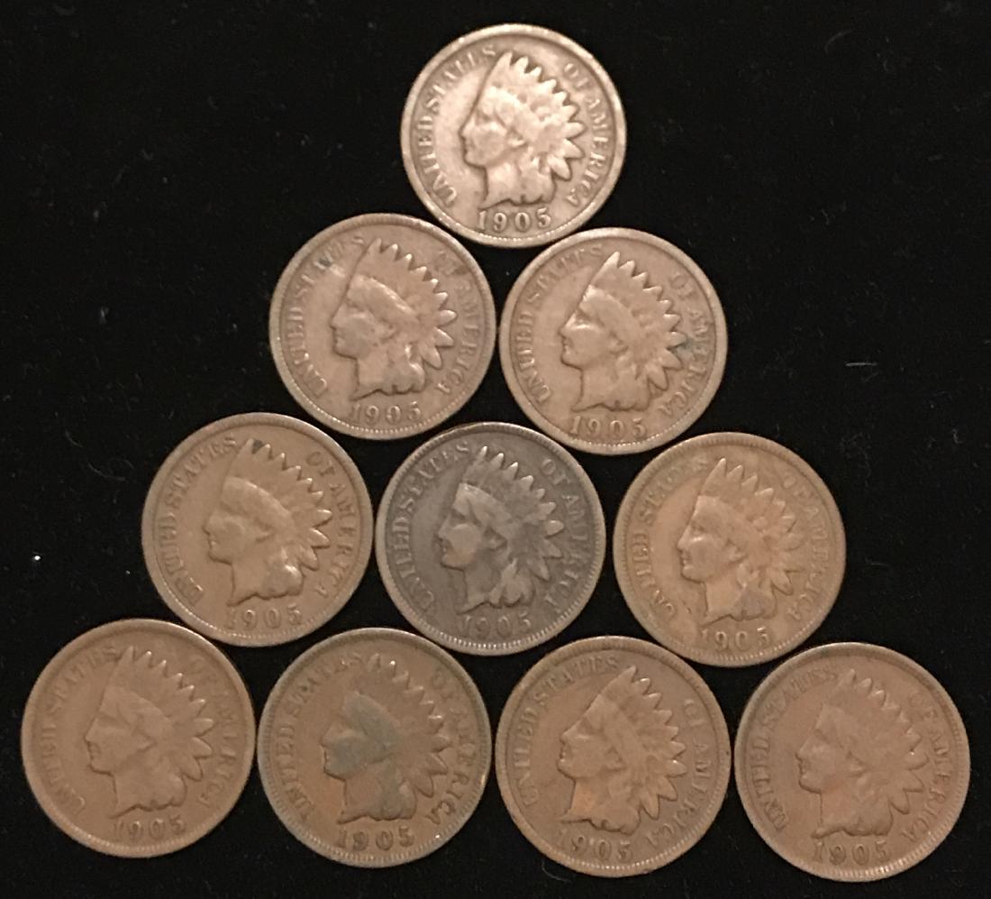 Collection of 10 Indian Head Cents (1 of 2)